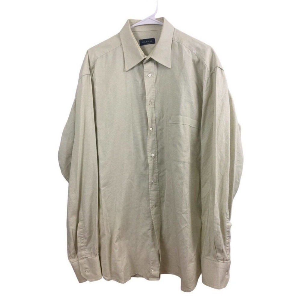Canali Men's Tan Textured Button Down Dress Shirt